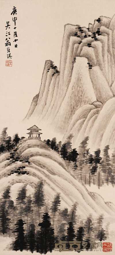 翁绶琪 山水 立轴 37×81cm